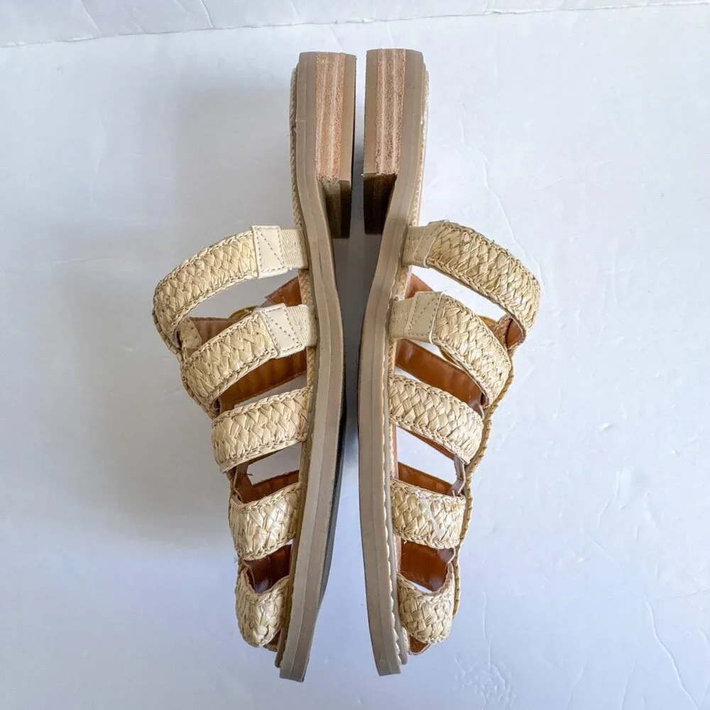 Dolce Vita Falcun Raffia Buckle Sandals Natural 8.5 - Picture 4 of 10